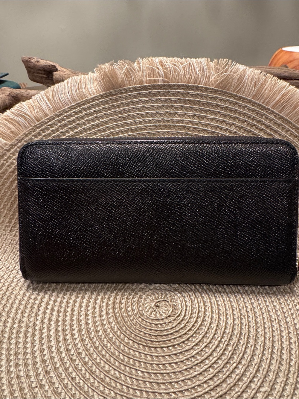 Coach Black Zip-Around Leather Wallet with Gold Logo - Picture 2 of 10